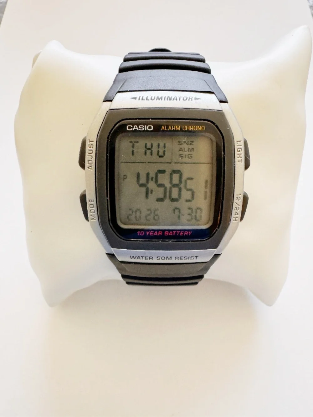 Casio Illuminator W-96H Black Digital Watch 35mm Runs Great